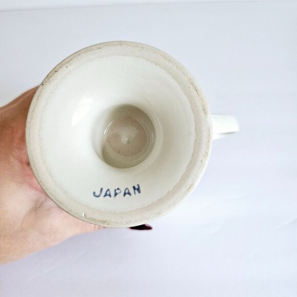 Vintage Ceramic Pedestal Mug Made in Japan Brown Rim Ivory Japanese‎ Mug~F190.2 - Picture 5 of 7